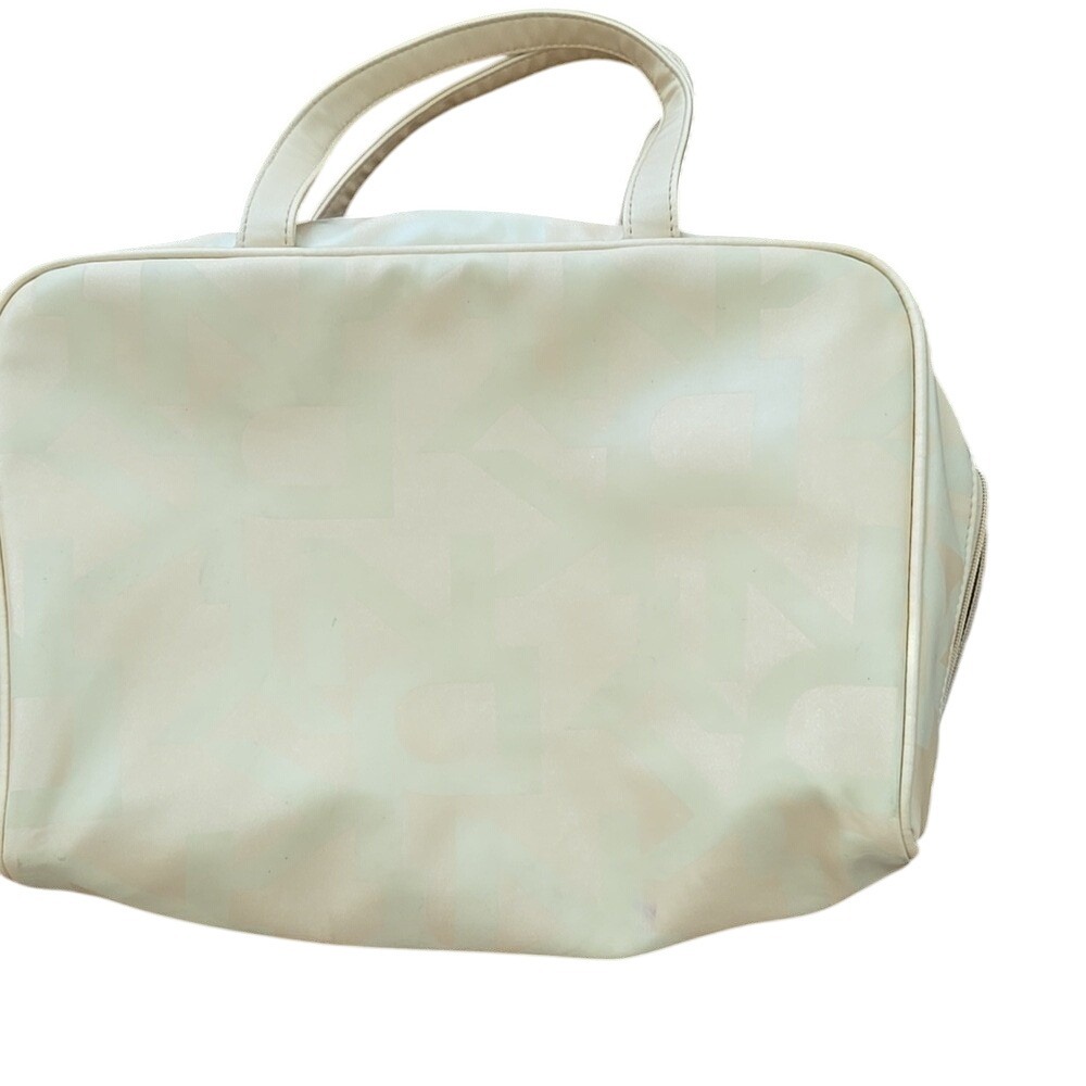 DKNY NWT Makeup Bag Cosmetic Travel Organizer Pouch - Logo Gold